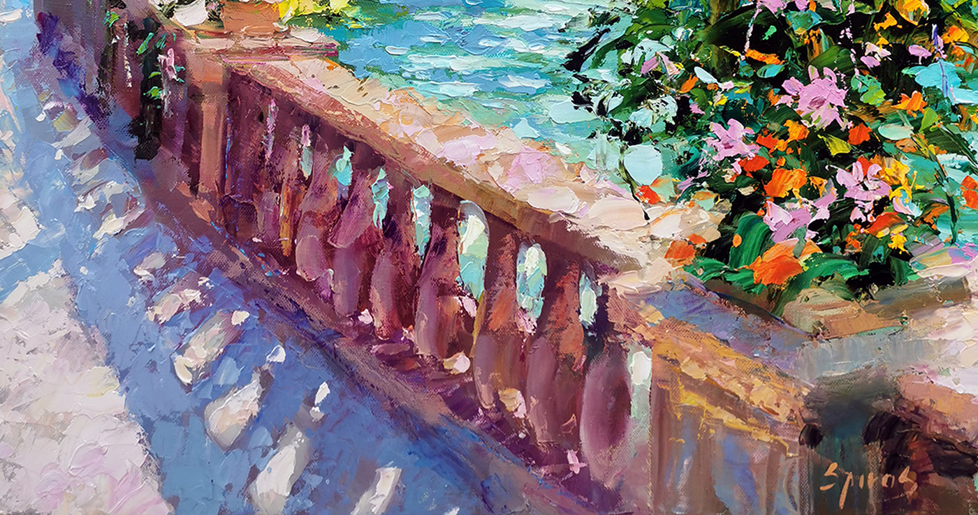 Original Painting "Italian Noon lake Como" for Sale | Dmitry Spiros