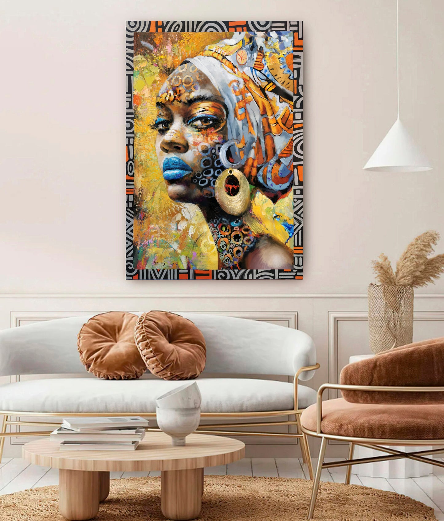 afro american woman face abstract painting
