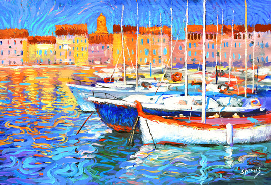 boats painting inspired by van gogh