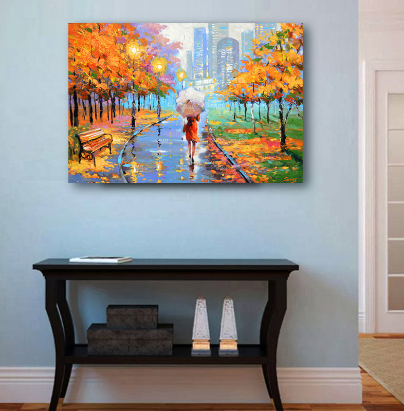 cityscape painting "Autumn in the big city" painted by dmitry spiros