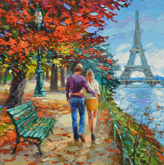 eiffel tower painting paris street