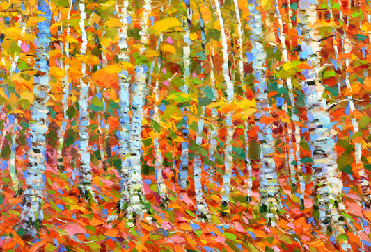 forest autumn birch trees leaf fall