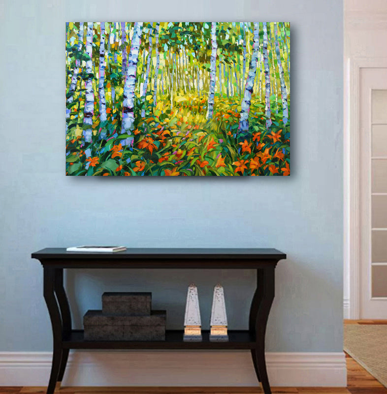 Birch Forest Painting On Canvas