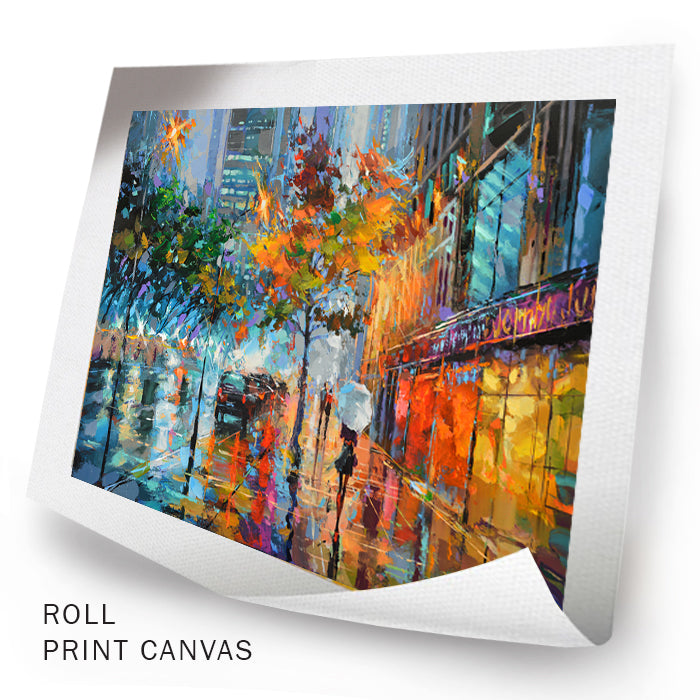 Unframed abstract canvas artwork featuring dark layered textures and expressive nocturnal composition