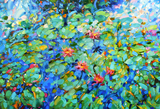 Abstract water lillies painting