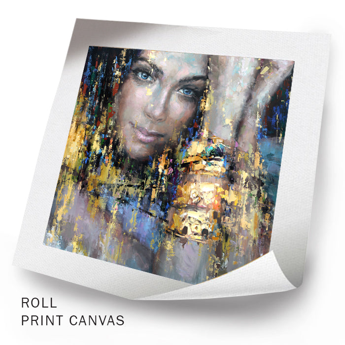 Unframed modern female portrait painting