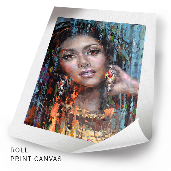 Unframed modern female portrait painting