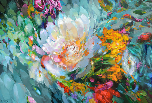 Abstract flowers painting