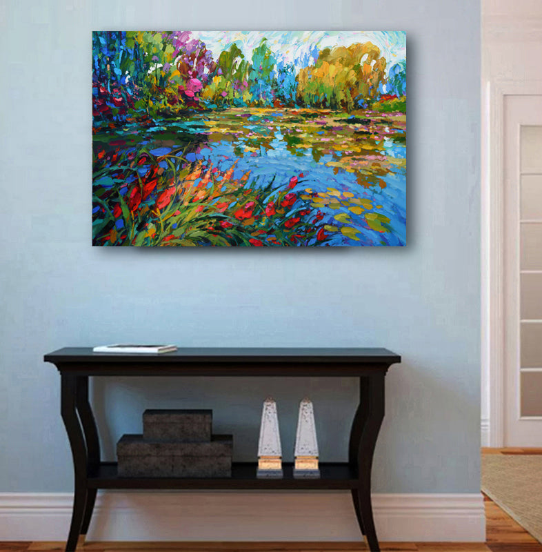 Landscape painting of wild herbs at sunset with warm golden light, natural textures, and a peaceful evening atmosphere