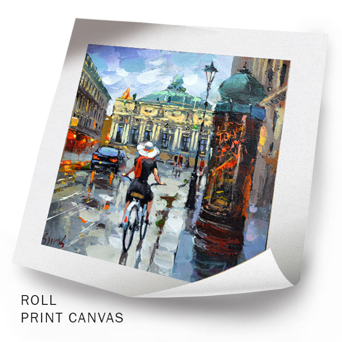 Impressionist Paris cityscape with glowing lights and romantic evening mood