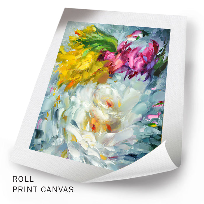 Unframed abstract canvas artwork featuring expressive layers, texture, and evolving abstract forms