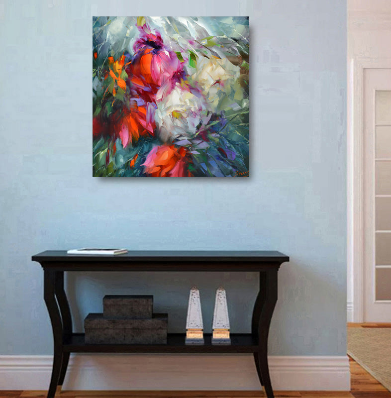 Abstract wall art displayed in a contemporary interior, adding depth, emotion, and artistic presence