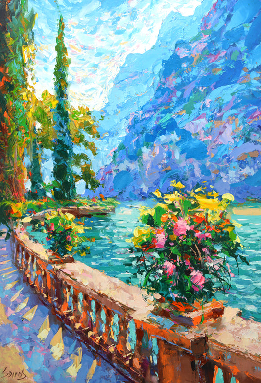 Italian landscape lake in Italy Como painting by Dmitry Spiros