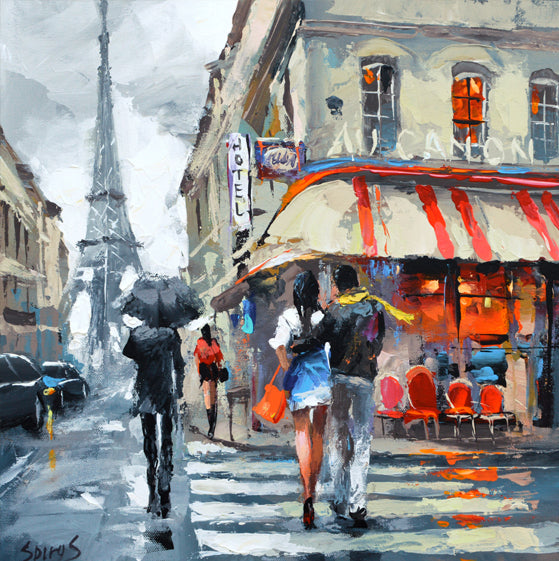 eiffel tower painting paris street by Dmitry Spiros