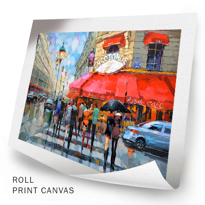 Parisian cityscape wall art displayed in a modern interior, adding elegance and European charm