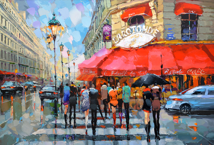 Paris Cityscape la rotonde cafe painting