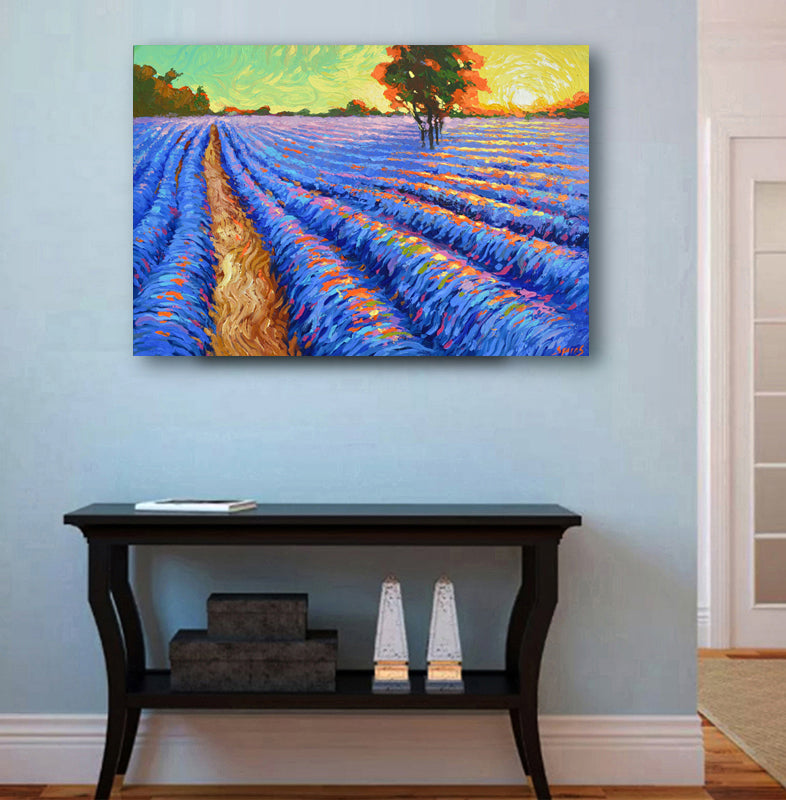Lavender field painting on canvas