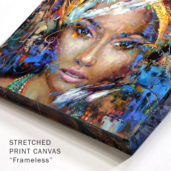 Modern woman portrait painting with soft colors and calm mood