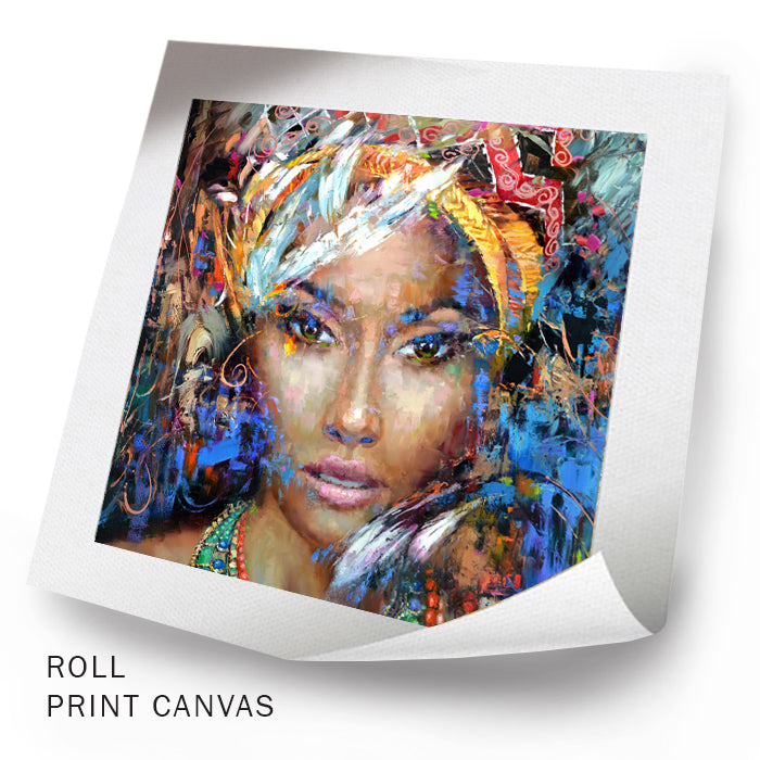 Unframed modern woman portrait painting with clean style