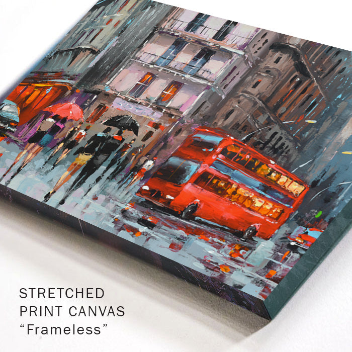 London England cityscape painting with iconic skyline and architectural landmarks