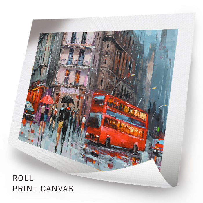London England cityscape painting with iconic skyline and architectural landmarks