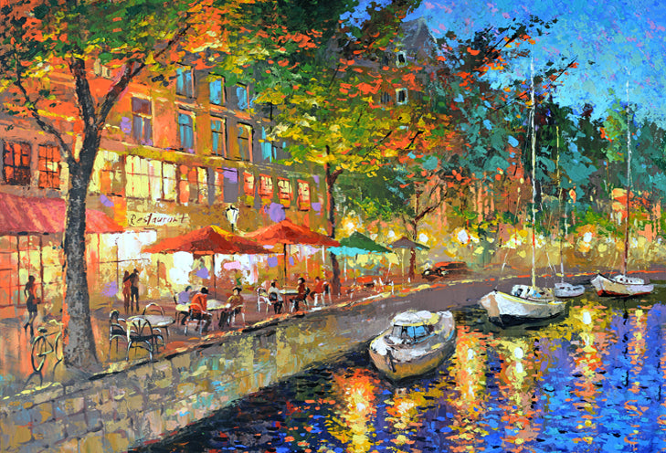 cityscape night cafe painting