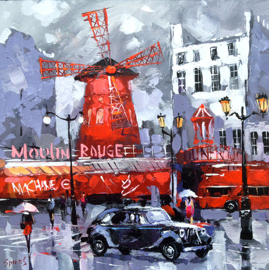 Rainy Moulin Rouge day on Boulevard Clichy