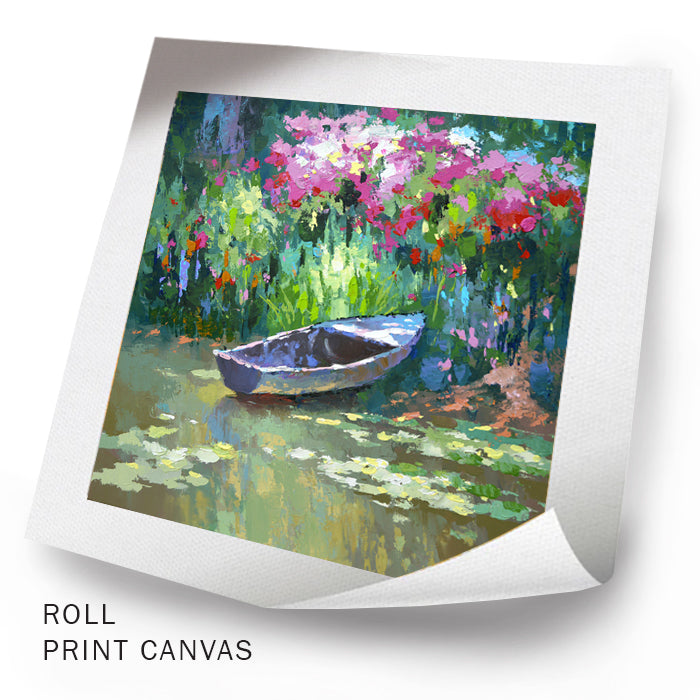 Original pond painting for living room decor