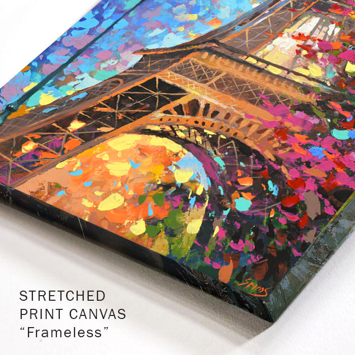 Corner detail of Paris autumn evening painting with soft colors