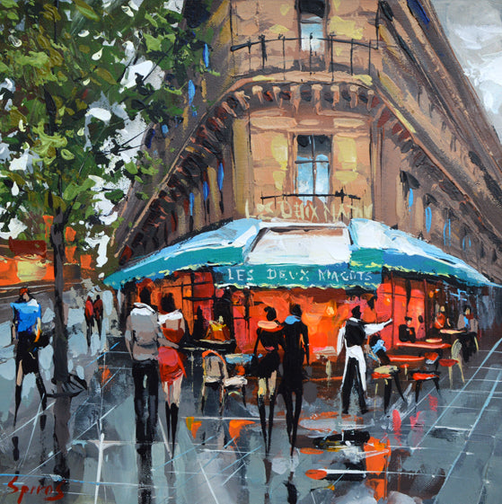 Paris les deux magots cafe painting