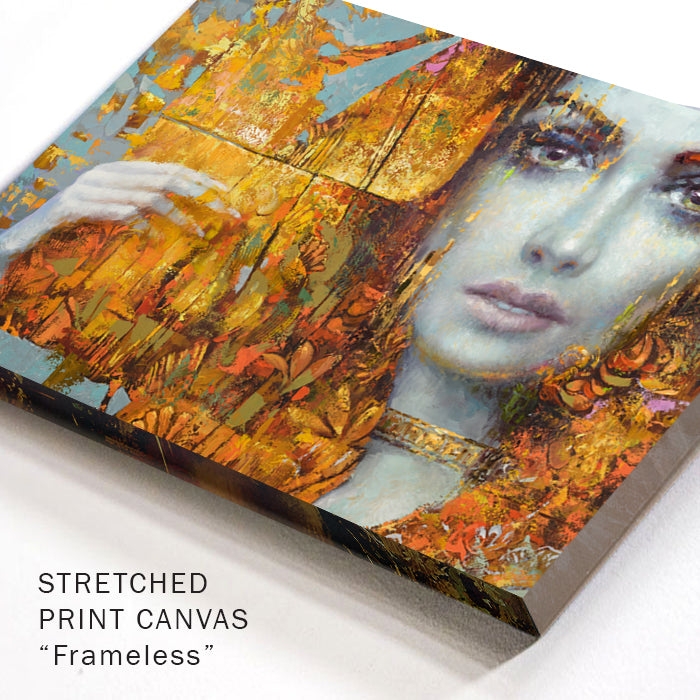 Corner detail of woman portrait painting with smooth brush texture