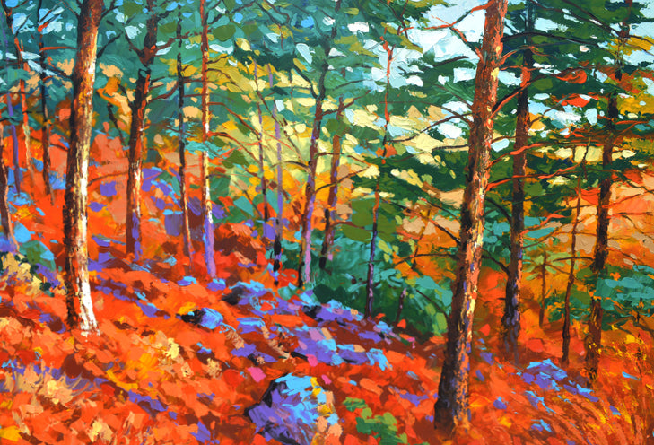 pines forest painting