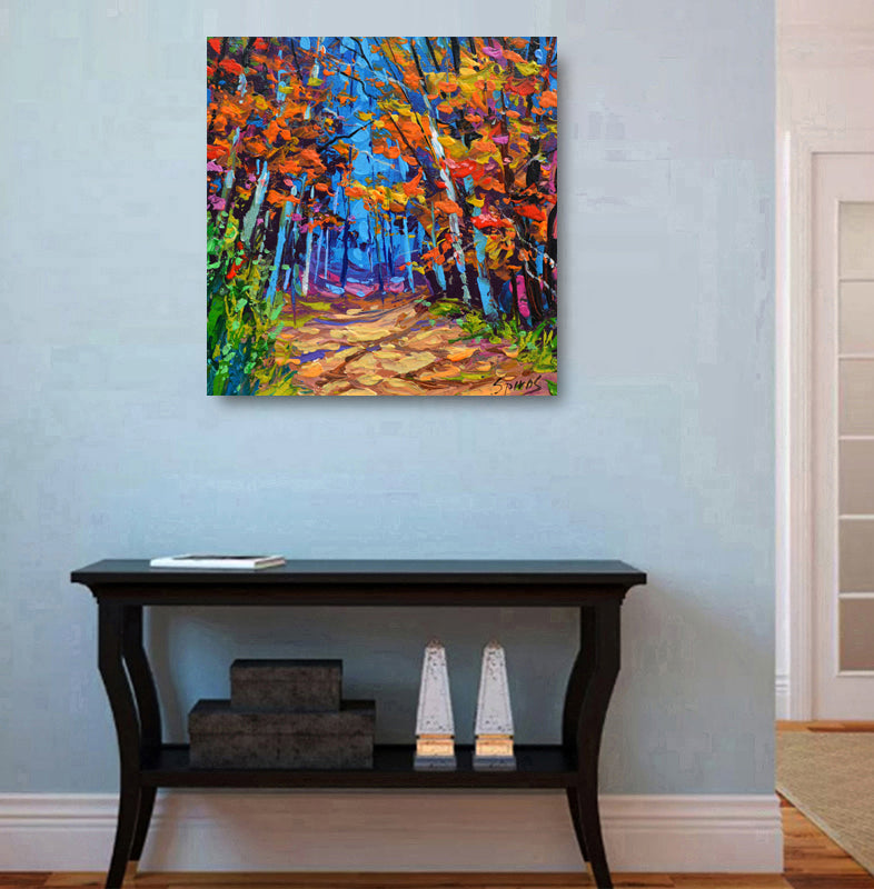 September path autumn forest painting