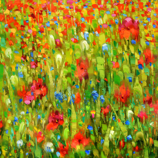abstract flowers field painting