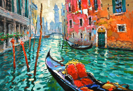 Venice cityscape gondolas canal painting
