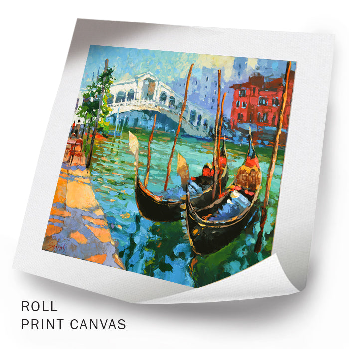 Venice Italy cityscape painting with romantic canal reflections
