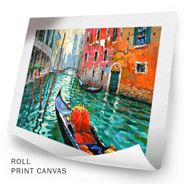 Venice cityscape painting with icon and architectural landmarks