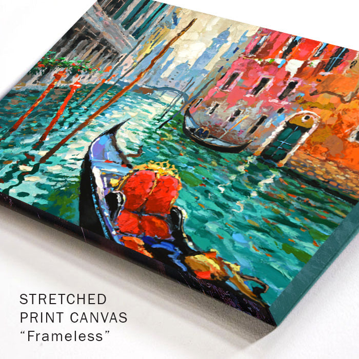 Venice cityscape painting with icon and architectural landmarks