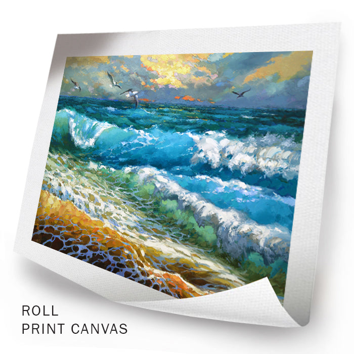 Seascape Sea Shore Waves Painting On Canvas