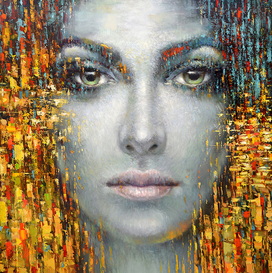 Modern woman face portrait painting with expressive style