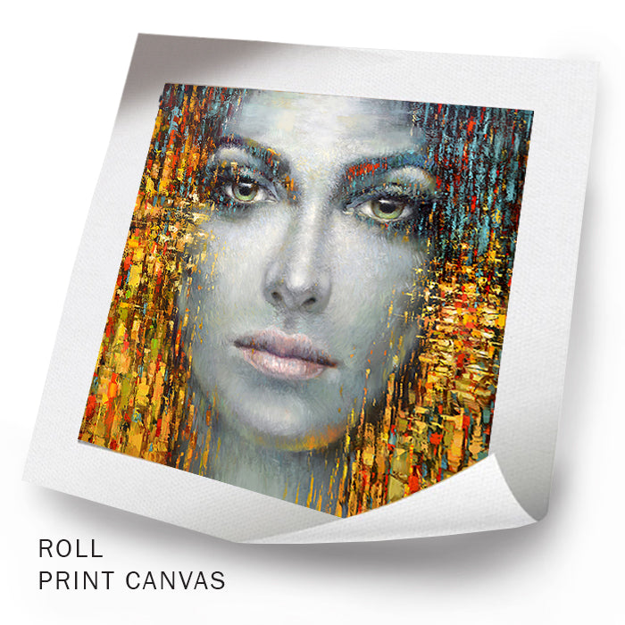 Unframed woman face portrait painting with soft colors