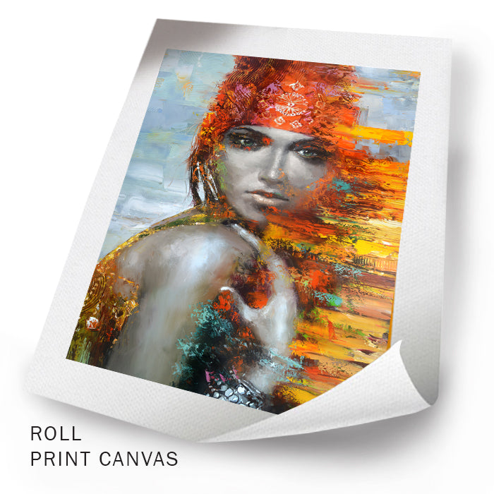 Unframed woman portrait painting with modern style