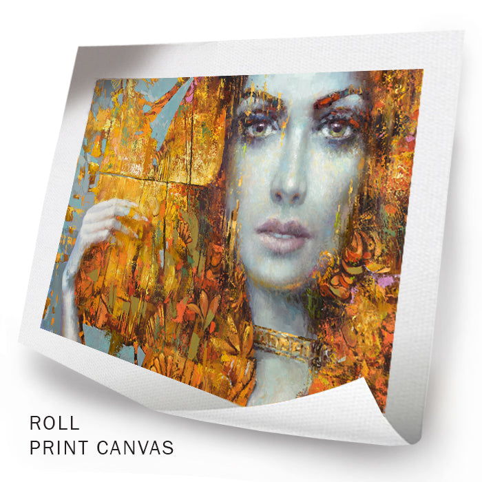 Unframed woman portrait painting with soft colors