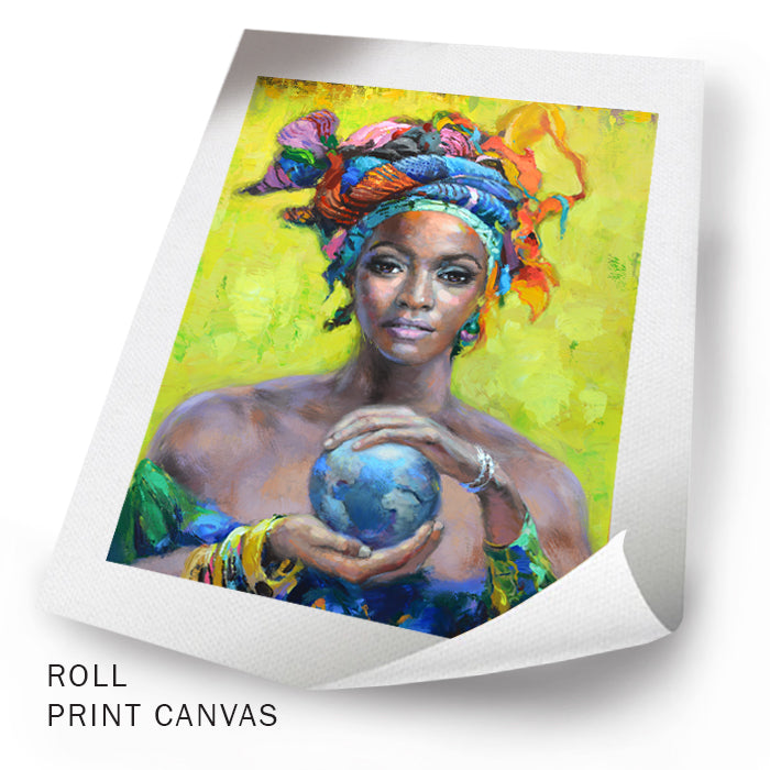 Unframed woman face portrait painting in modern style