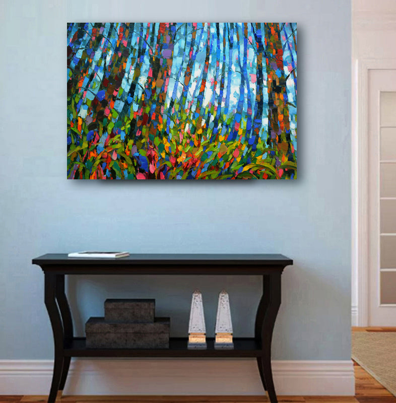 Abstract floral painting on canvas modern flower wall art