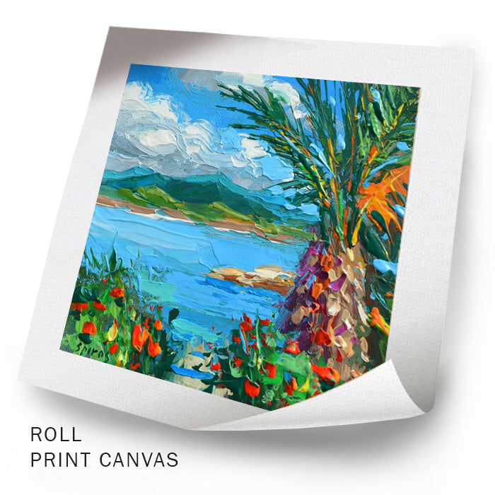 palm trees seaside landscape painting on canvas