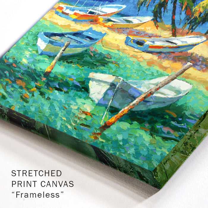 caribbean sea ocean waves painting A painting depicting a serene Caribbean sea shore at sunset. 