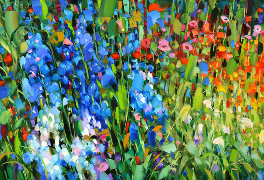 abstract field with wild flowers painting