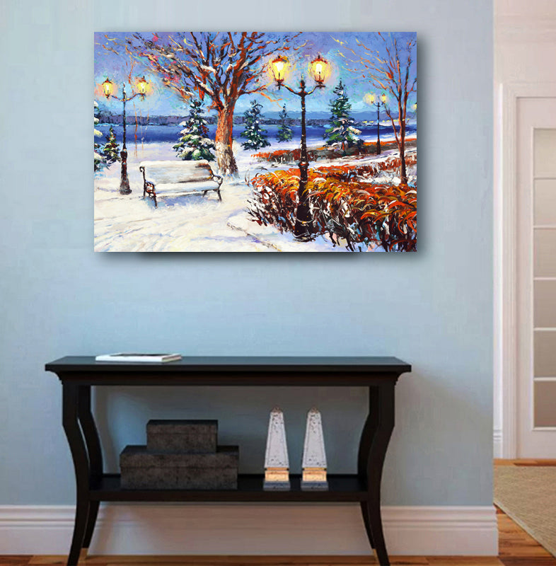 winter landscape Volga river painting